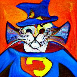 generated: a super math wizard cat, richly textured oil painting #3